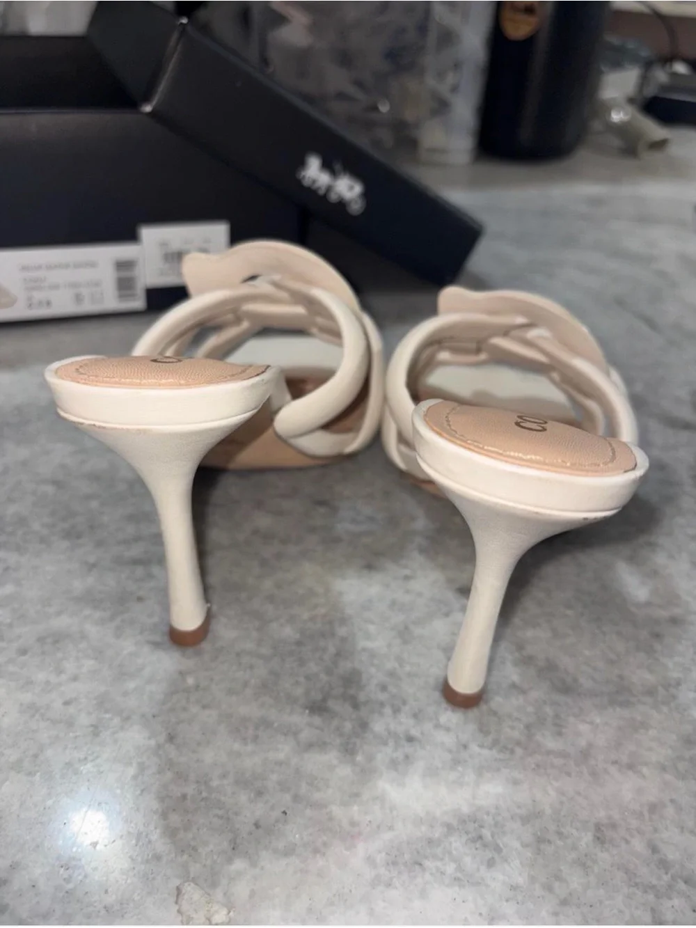 Coach Kellie leather sandals in cream & white, size US 6.5